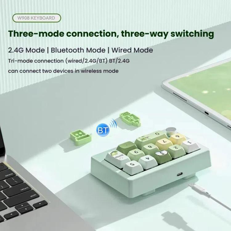 MKESPN W908 Wireless Tri-Mode Hot-Swappable Macro-Defined RGB Backlit Gaming Mechanical Keypad(Light Green) - Mini Keyboard by MKESPN | Online Shopping UK | buy2fix