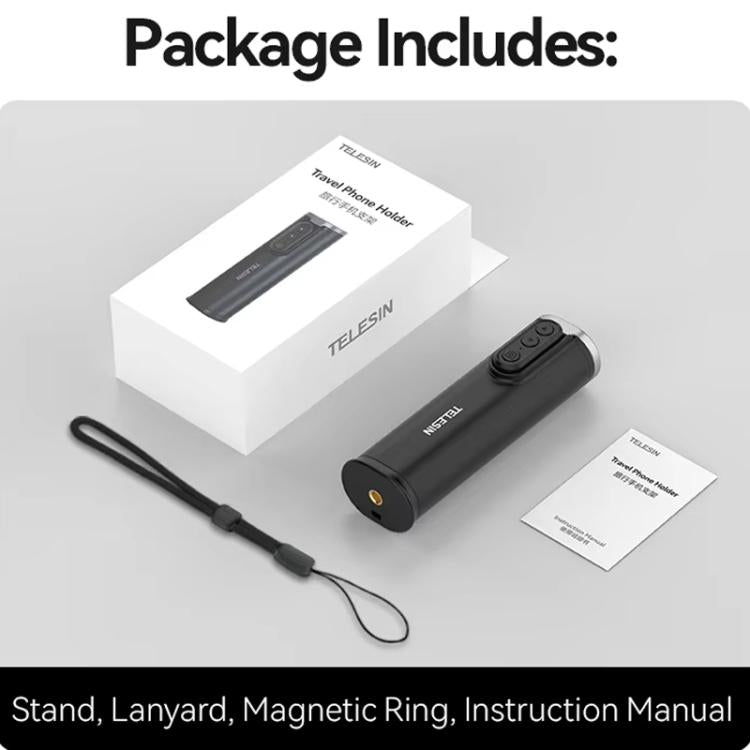 TELESIN P1-HSS-01 Clip Version 3 In 1 Cell Phone Holder Portable Desktop Fixed Bluetooth Remote Control Shooting Support Bracket - Desktop Holder by TELESIN | Online Shopping UK | buy2fix