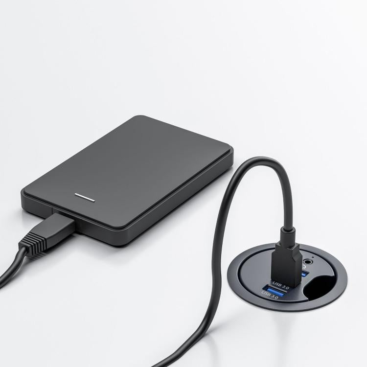 3xUSB3.0+3.5mm Desk Grommet Splitter HUB Dock Station, Cable Length 1.2m - USB 3.0 HUB by buy2fix | Online Shopping UK | buy2fix