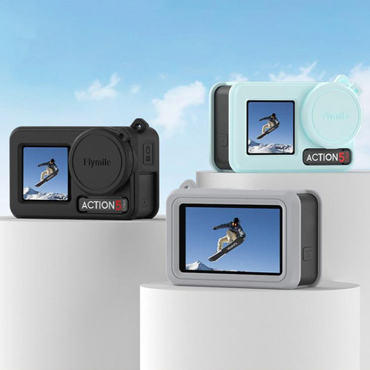 For DJI Osmo Action 3 / 4 / 5 Pro Flymile Silicone Cover Sport Camera Lens Drop Cases(Black) - Case & Bags by Flymile | Online Shopping UK | buy2fix
