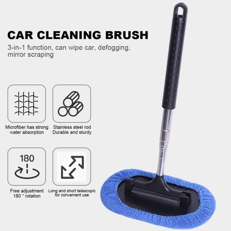Retractable Windshield Cleaning Brush Scrubbing And Defogging 3 In 1 Car Wash Kit(Blue) - Car washing supplies by buy2fix | Online Shopping UK | buy2fix