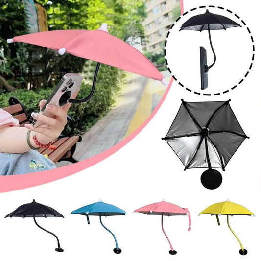 Magnetic Phone Mini Sun Protection Umbrella Parasol Diameter 9.4 inch, Metal Hose 8.3 inch(Blue) - Universal Car Holders by buy2fix | Online Shopping UK | buy2fix