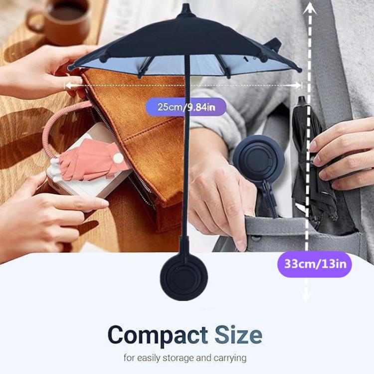 Magnetic Phon Mini Umbrella Waterproof Sunshade With Finger Ring(Blue) - Ring Holder by buy2fix | Online Shopping UK | buy2fix