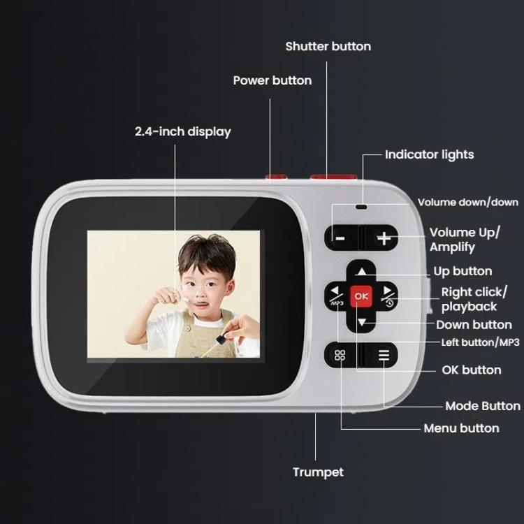 72 MP HD Digital Camera 2.4 Inch MP3 Listening Photo Video 16x Zoom DV(Black) - Video Cameras by buy2fix | Online Shopping UK | buy2fix