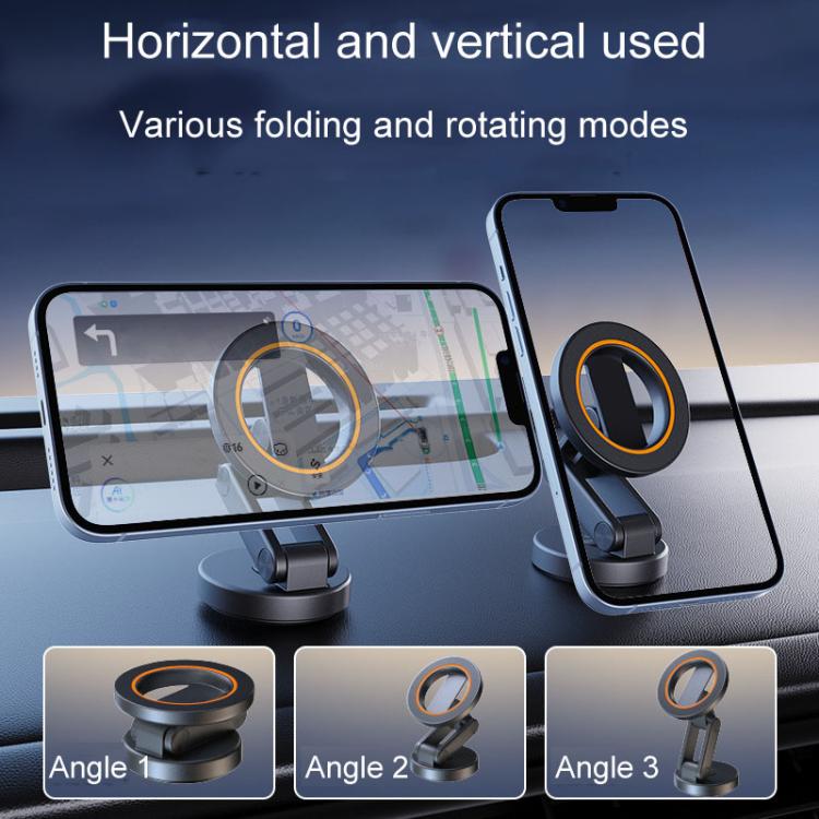 JK-319 Universal Foldable Car Cell Phone Holder Car Dashboard Rotating Magnetic Navigation Mount(Black) - Universal Car Holders by buy2fix | Online Shopping UK | buy2fix