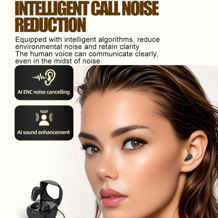 Smart ENC Noise Reduction Mini Bluetooth Earphones With Charging Compartment(Black) - Bluetooth Earphone by buy2fix | Online Shopping UK | buy2fix