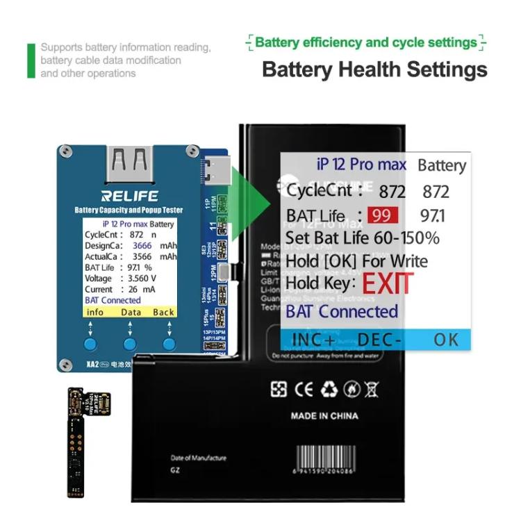 RELIFE XA2 Pro Battery Health Rate Tester No External Cable Battery Efficiency Popup Tester - Test Tools by RELIFE | Online Shopping UK | buy2fix