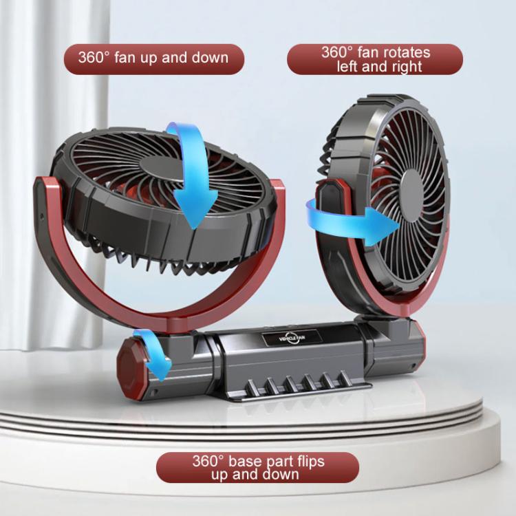 F7201 Car Foldable Rotating USB Dual-Head Fan(Black And Red) - Heating & Fans by buy2fix | Online Shopping UK | buy2fix