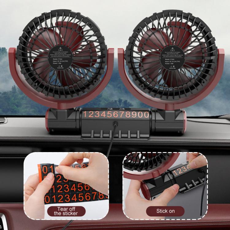F7201 Car Foldable Rotating USB Dual-Head Fan(Black And Red) - Heating & Fans by buy2fix | Online Shopping UK | buy2fix