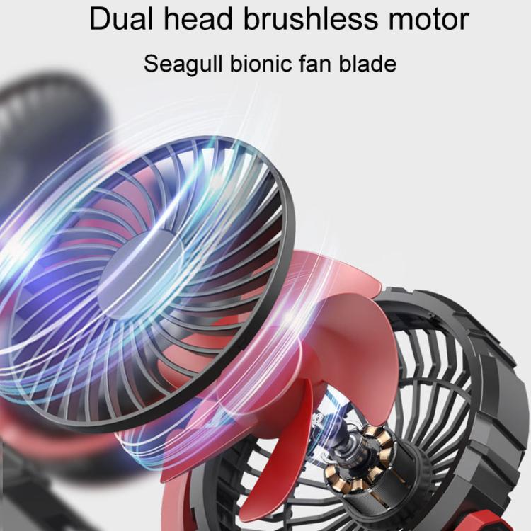 F7201 Car Foldable Rotating USB Dual-Head Fan(Black And Red) - Heating & Fans by buy2fix | Online Shopping UK | buy2fix