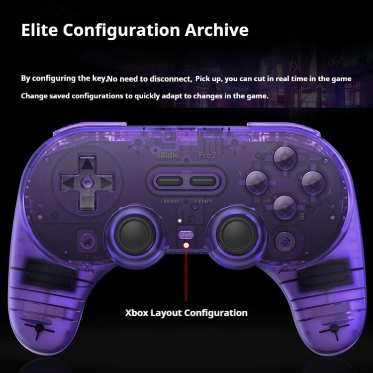 8BitDo Pro2 Retro Hall Edition Translucent Bluetooth With Back Button Multi-Platform Gamepad(Purple) - Gamepads by 8BitDo | Online Shopping UK | buy2fix