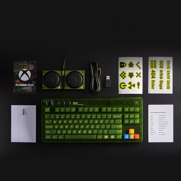 8BitDo Retro87 Mechanical Keyboard Retro RGB Lighting Green Transparent Keyboard With Large Keys - Wireless Keyboard by 8BitDo | Online Shopping UK | buy2fix