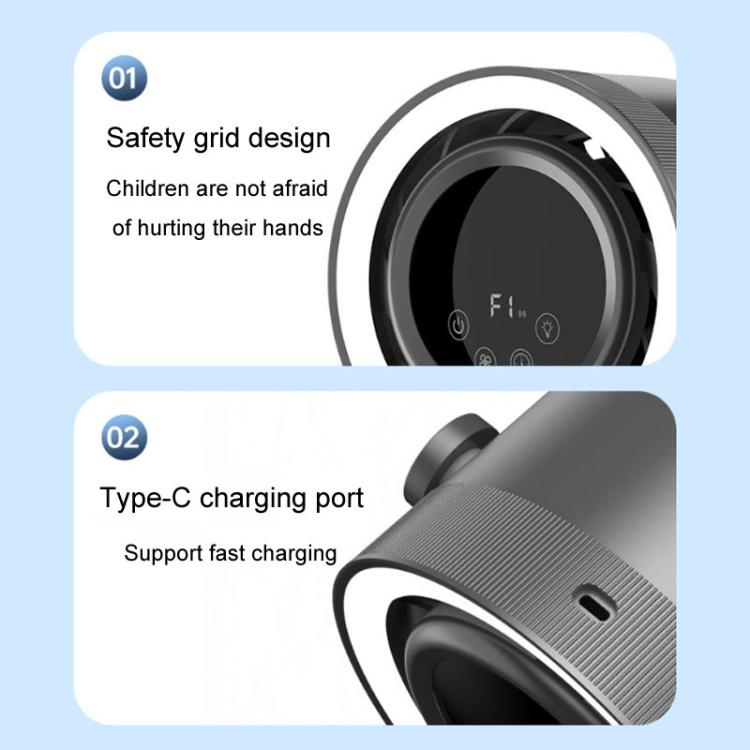 F158 Desktop Mini Multi-Speed Circulating Fan Timed Remote Control Lighted Fan, Style: Gray Plug-In - Electric Fans by buy2fix | Online Shopping UK | buy2fix