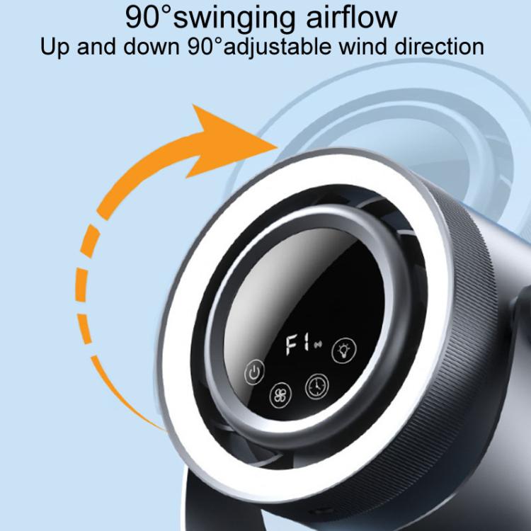 F158 Desktop Mini Multi-Speed Circulating Fan Timed Remote Control Lighted Fan, Style: Gray Plug-In - Electric Fans by buy2fix | Online Shopping UK | buy2fix