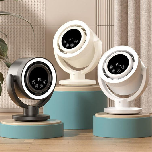 F168 Intelligent Voice Desktop Circulation Fan Touch-Screen Shaking-Head High Rotation Speed Bladeless Night Light Fan(Gray) - Electric Fans by buy2fix | Online Shopping UK | buy2fix