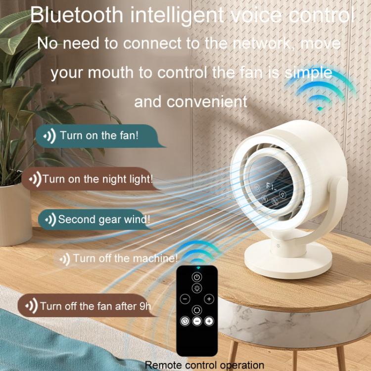 F168 Intelligent Voice Desktop Circulation Fan Touch-Screen Shaking-Head High Rotation Speed Bladeless Night Light Fan(Gray) - Electric Fans by buy2fix | Online Shopping UK | buy2fix