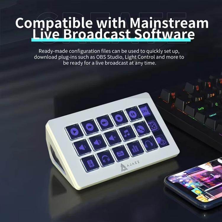 Ajazz AKP153 Multifunctional Console Panel Desktop Assistant Live Stock Tuning Custom Programming Mini Keyboard(White) - Mini Keyboard by Ajazz | Online Shopping UK | buy2fix