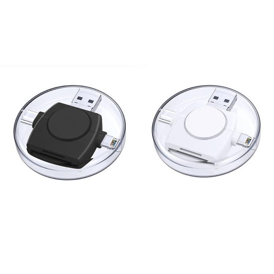 USB-A To USB-C / Type-C + Micro USB + 8 Pin 6-In-1 Round Multifunctional Card Reader(White) - U Disk & Card Reader by buy2fix | Online Shopping UK | buy2fix