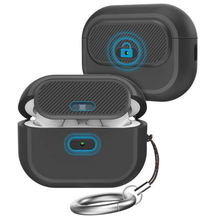For AirPods Pro / Pro 2 AhaStyle JY17 Silicone Lock Protective Case(Black) - For AirPods Pro by AhaStyle | Online Shopping UK | buy2fix