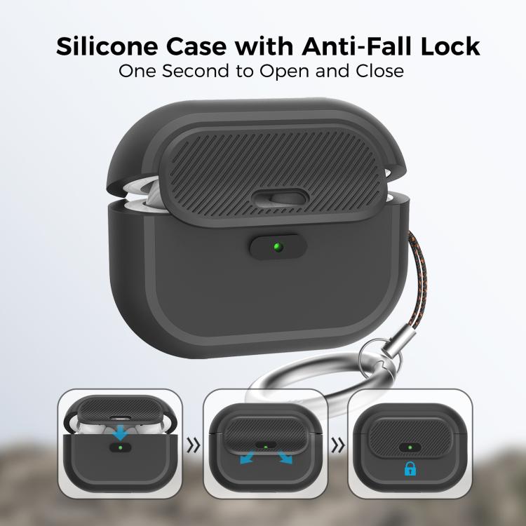 For AirPods Pro / Pro 2 AhaStyle JY17 Silicone Lock Protective Case(Black) - For AirPods Pro by AhaStyle | Online Shopping UK | buy2fix