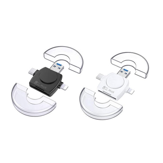 USB 3.0 To USB-C / Type-C / 8 Pin 6-In-1 Multifunctional TF / SD / NM Card Reader(White) - U Disk & Card Reader by buy2fix | Online Shopping UK | buy2fix