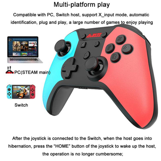 Ajazz AG180 Wireless Bluetooth + Wired Dual Mode Gamepad For Switch / PC / Android / IOS(Blue Red) - Controller Gamepad by Ajazz | Online Shopping UK | buy2fix