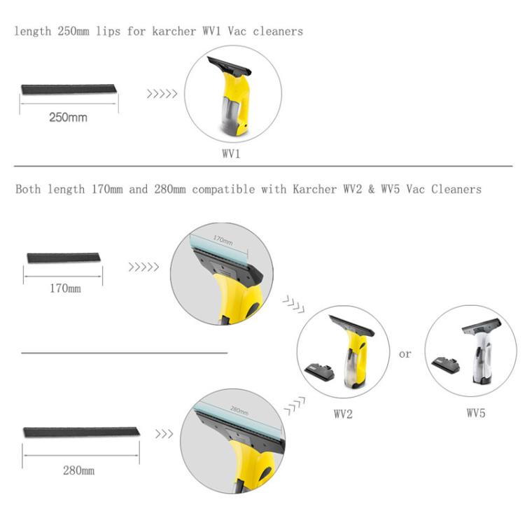 170mm 1pair For Karcher Window Cleaner Rubber Scraper Accessories - For Karcher Accessories by buy2fix | Online Shopping UK | buy2fix