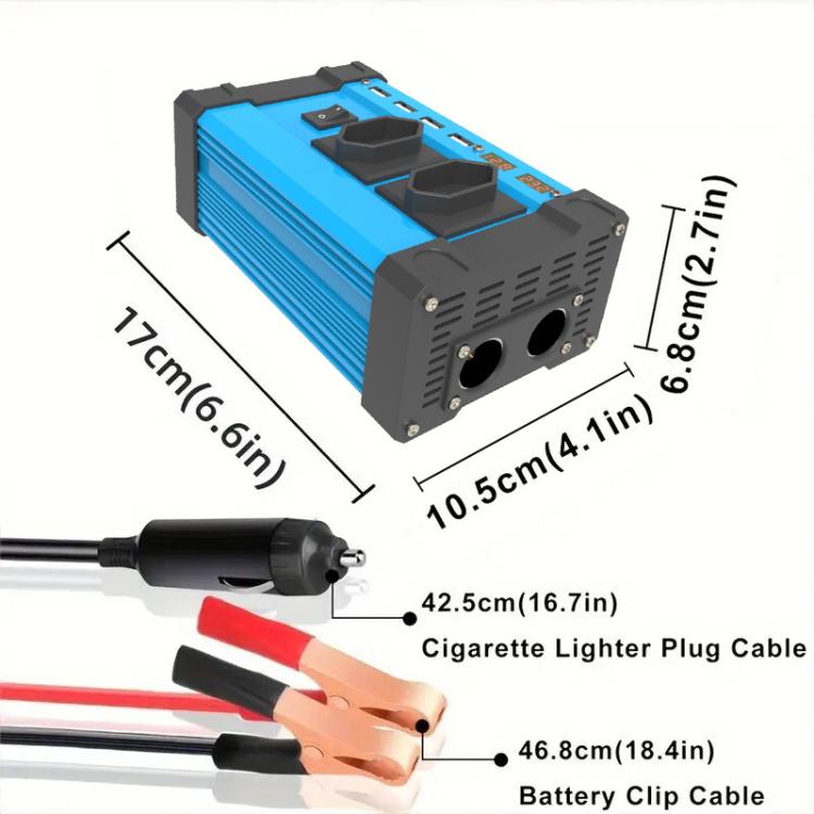 Gurxun 4 USB Ports Digital Display Modified Square Wave Inverter, Spec: 500W US Plug 12V To 110V - Modified Square Wave by Gurxun | Online Shopping UK | buy2fix