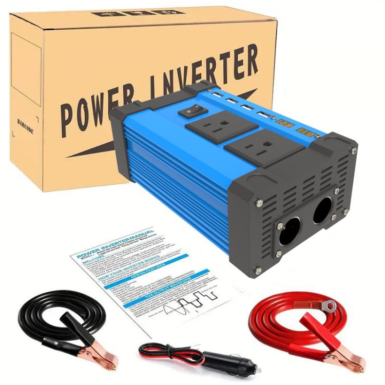 Gurxun 4 USB Ports Digital Display Modified Square Wave Inverter, Spec: 300W Brazil Plug 12V To 220V - Modified Square Wave by Gurxun | Online Shopping UK | buy2fix