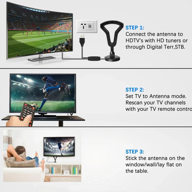 5M Digital TV Antenna Indoor Outdoor Signal Receiver DVB-T2 Terrestrial Wave TV Antenna - DVB-T & Simulation Antenna by buy2fix | Online Shopping UK | buy2fix