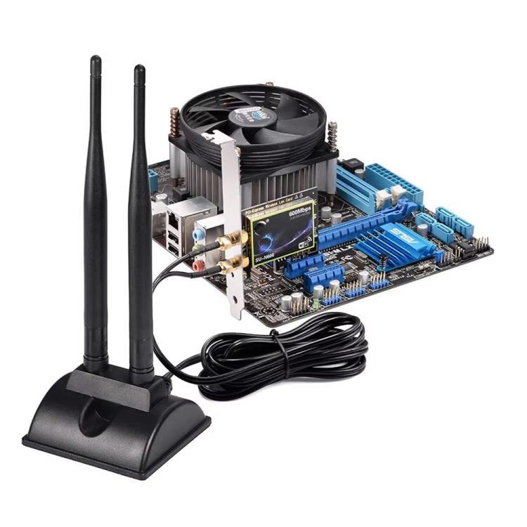 3M 2.4G/5G Dual-Band Antenna with 2 RP-SMA Male Connector Wireless WIFI Router Network Card High Gain Extension Antenna - SMA/RP-SMA Antenna by buy2fix | Online Shopping UK | buy2fix