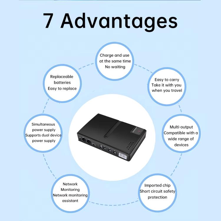 Uninterruptible Power Supply with DC Output 5V/9V/12V for Router, Modem, Security Camera, Mobile Phone US Plug - Battery Storage Box by buy2fix | Online Shopping UK | buy2fix