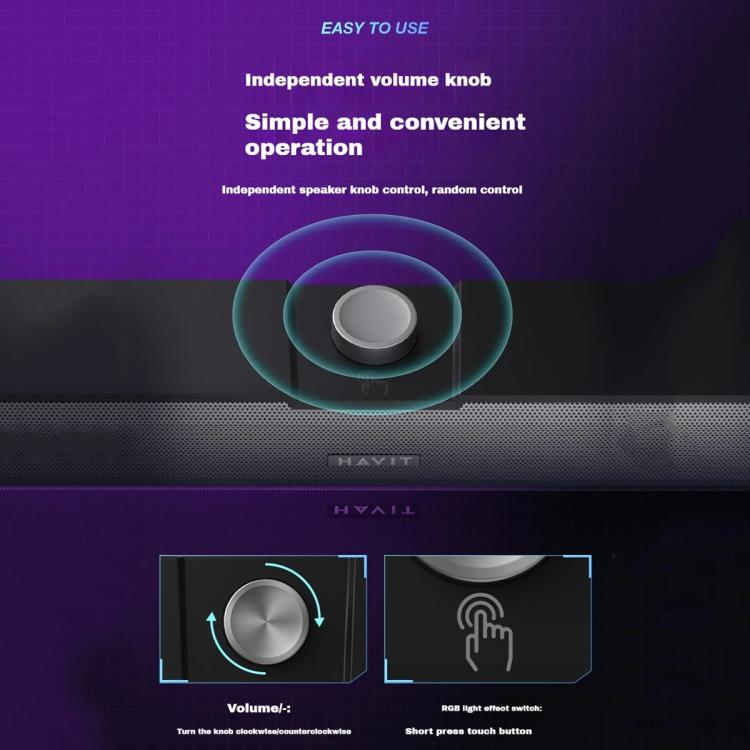 Havit M19 RGB Lighting Effect Desktop Computer Wired Speaker, Color: White Standard Version - by Havit | Online Shopping UK | buy2fix