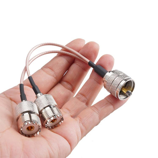 30cm UHF Male To 2 Female 1 In 2 Adapter Cable Y Type PL-259 To SO239 RG316 Coaxial Cable - Connectors by buy2fix | Online Shopping UK | buy2fix