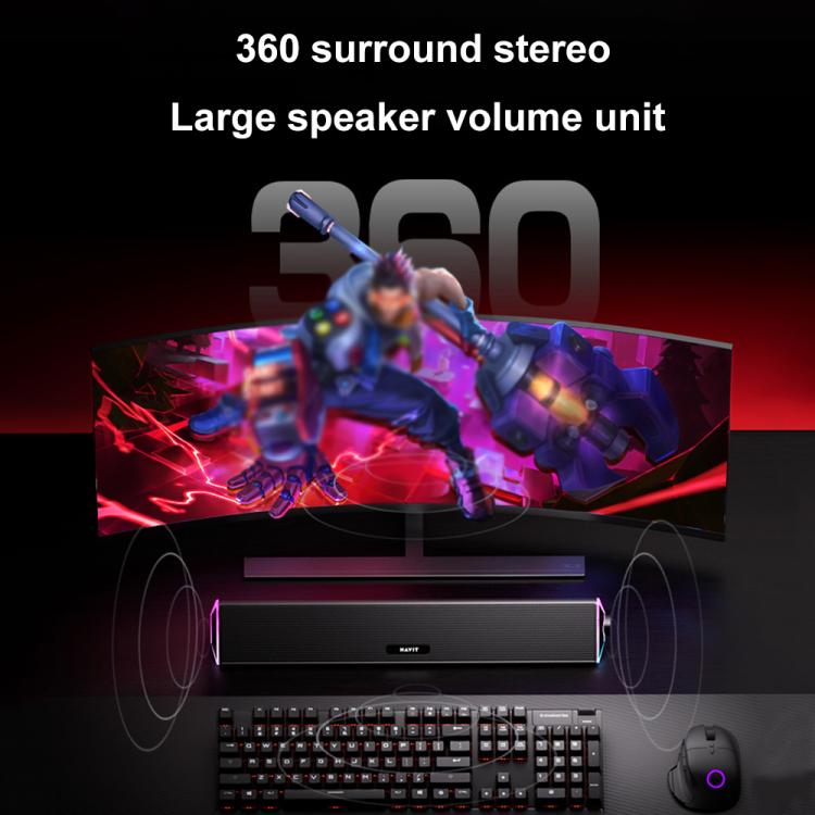 Havit M15 RGB Lighting Effect Dual Speaker Stereo Desktop Computer Wired Speaker(Black) - by Havit | Online Shopping UK | buy2fix