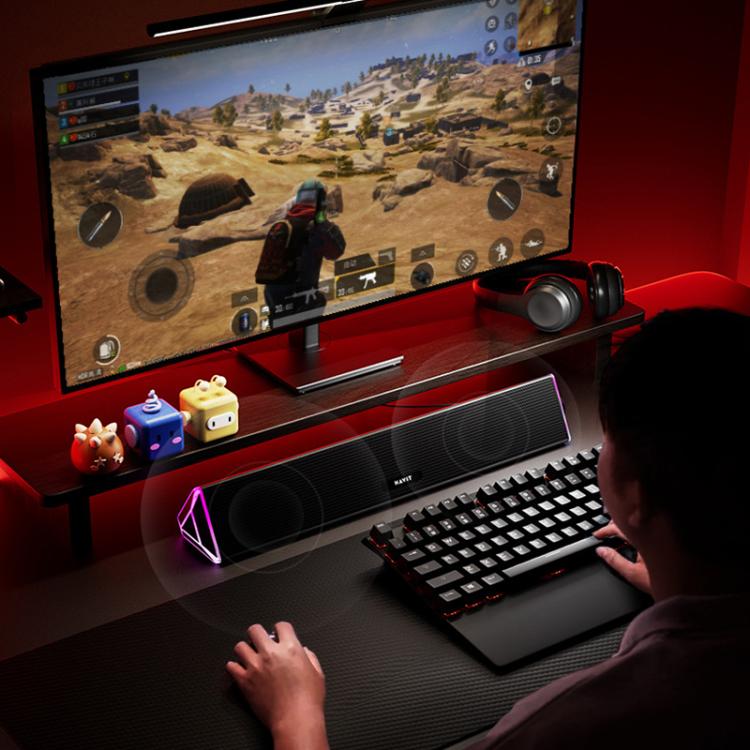 Havit M15 RGB Lighting Effect Dual Speaker Stereo Desktop Computer Wired Speaker(Black) - by Havit | Online Shopping UK | buy2fix