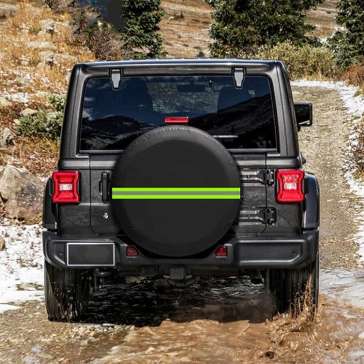 15inch Thickened Imitation Leather Car Tire Protector Spare Tire Cover With Reflective Stripes(FG-3 Green) - Window Foils & Solar Protection by buy2fix | Online Shopping UK | buy2fix