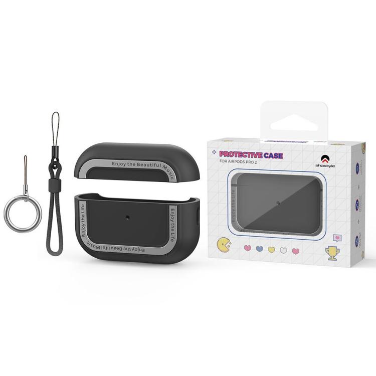 For AirPods Pro 2 AhaStyle JY09 Dual Lanyard Case TPU+Aluminum Personalized Case(Dark Blue) - For AirPods Pro 2 by AhaStyle | Online Shopping UK | buy2fix