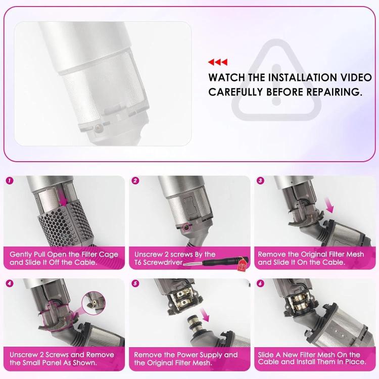 For Dyson Airwrap HS01 HS05 Hair Styler Inner Filter Repair Parts, Spec: Inner Filter+Clean Brush - For Dyson Accessories by buy2fix | Online Shopping UK | buy2fix