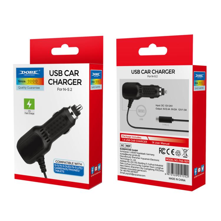 DOBE USB-C/Type-C Car Charger for Switch 2 / Switch Lite / Switch OLED / Switch - Charger & Power by DOBE | Online Shopping UK | buy2fix