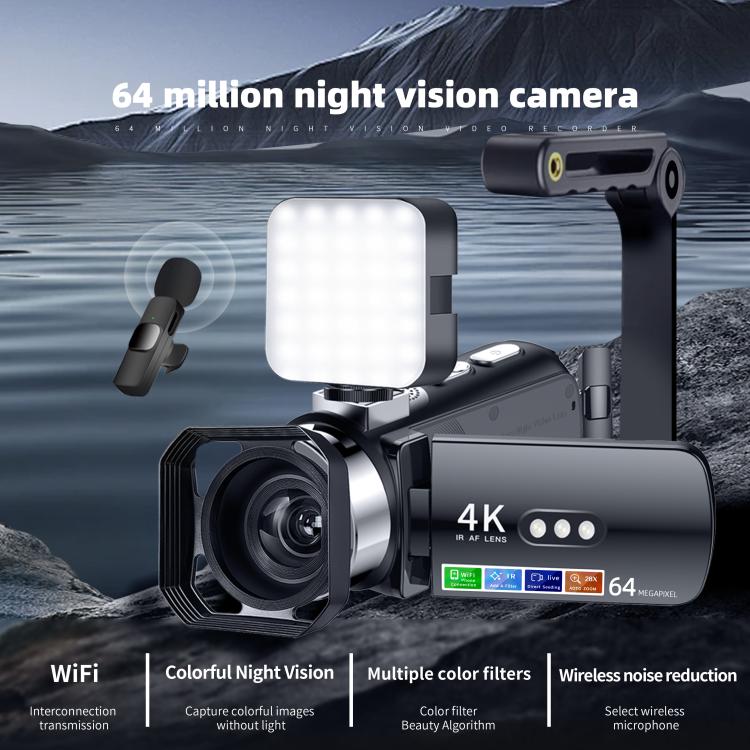 WiFi HD 4K Lightless Colorful Night Vision Digital Video Camera, Color: Black 4pcs /Set - Video Cameras by buy2fix | Online Shopping UK | buy2fix