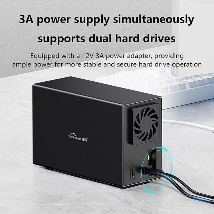 Blueendless DB3502F USB3.0/Type-C Non-array 2.5/3.5-inch Dual-Bay Mobile Hard Disk Box(EU Plug) - HDD Enclosure by Blueendless | Online Shopping UK | buy2fix