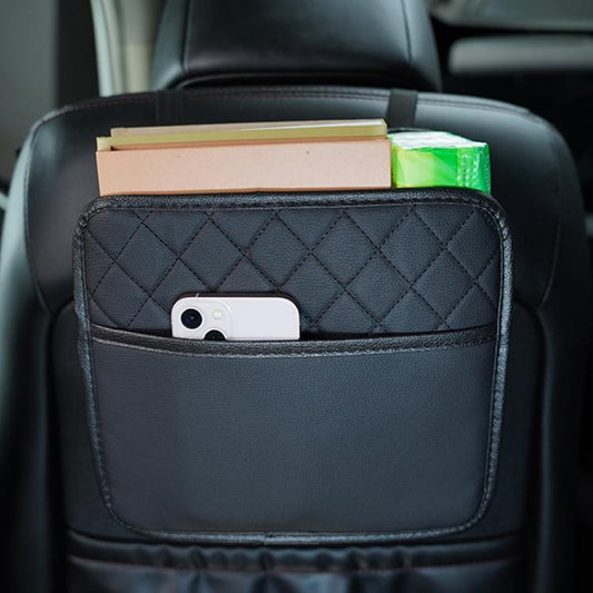 Multifunctional Car Seat Back Storage Bag Car Leather Trash Can Decoration Products(Black) - Stowing Tidying by buy2fix | Online Shopping UK | buy2fix