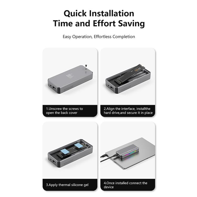 Blueendless M.2 Nvme SSD Box 40Gbps Hard Drive Reader, Spec: USB4 Box with RGB Lights + Fan - HDD Enclosure by Blueendless | Online Shopping UK | buy2fix