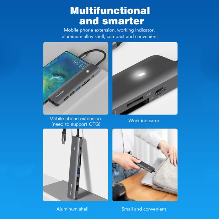 5-in-1 HDMI + PD + USB3.0 + USB2.0 x 2 Blueendless Multifunctional Type-C Docking Station - USB HUB by Blueendless | Online Shopping UK | buy2fix