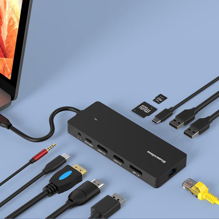 Blueendless Type-C Gigabit Ethernet Port Multi-Screen Different Display HUB, Port: DP x 2 + HDMI - USB HUB by Blueendless | Online Shopping UK | buy2fix