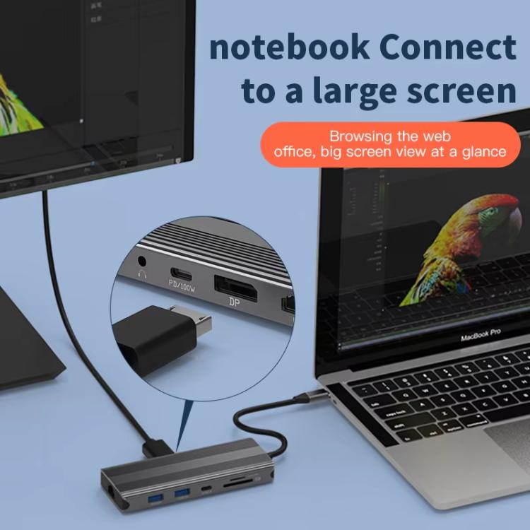 10-in-1 Dual HDMI 8K+4K Blueendless Multifunctional Type-C HD Gigabit Network Docking Station - USB HUB by Blueendless | Online Shopping UK | buy2fix