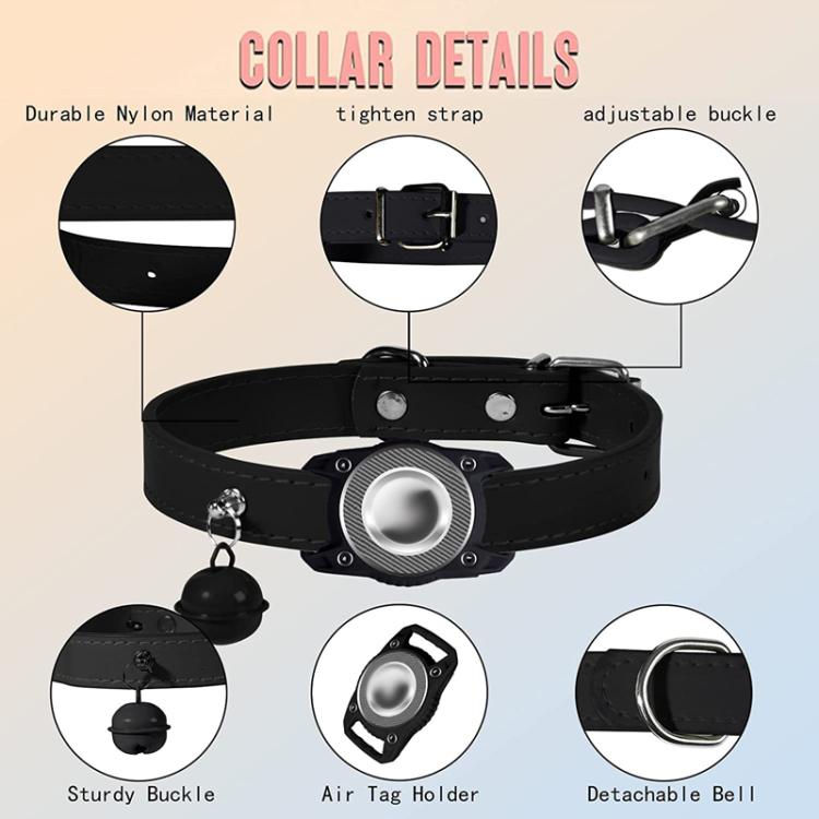 For AirTag Tracker Waterproof Protection Case Pet Leather Collar Anti Lost Cat Locator Collar(Purple) - Pet Series by buy2fix | Online Shopping UK | buy2fix