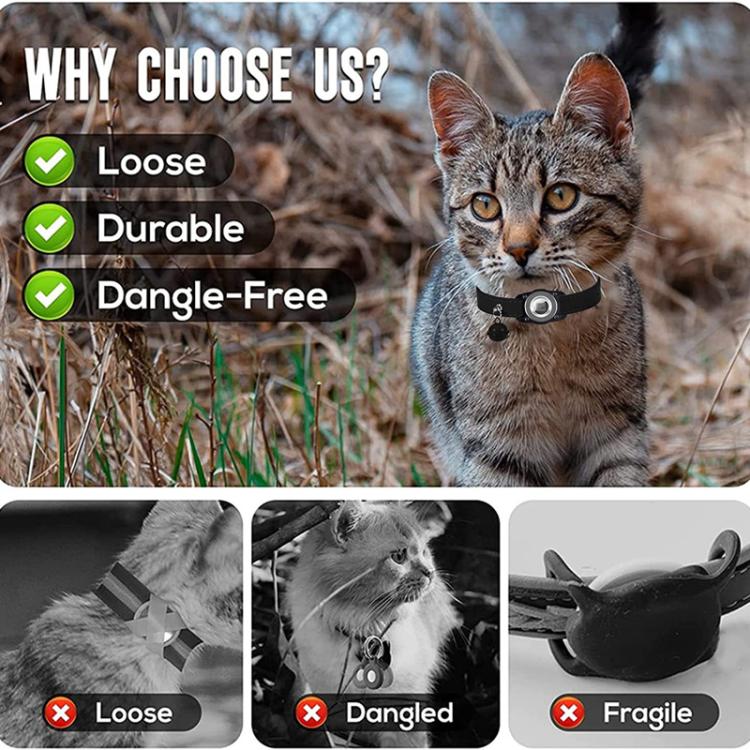 For AirTag Tracker Waterproof Protection Case Pet Leather Collar Anti Lost Cat Locator Collar(Blue) - Pet Series by buy2fix | Online Shopping UK | buy2fix