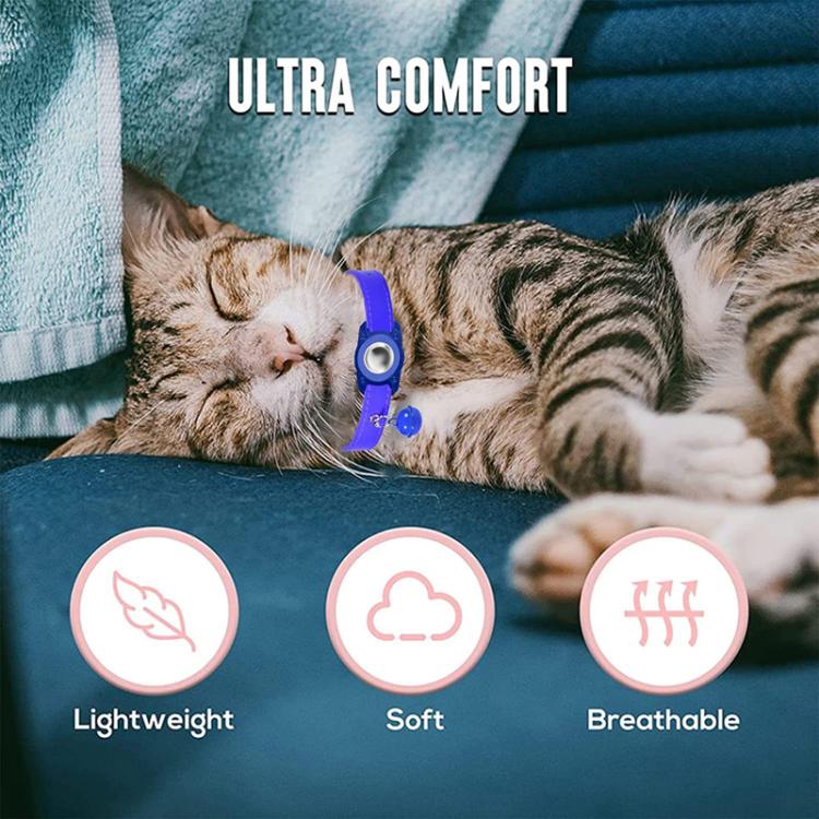 For AirTag Tracker Waterproof Protection Case Pet Leather Collar Anti Lost Cat Locator Collar(Blue) - Pet Series by buy2fix | Online Shopping UK | buy2fix